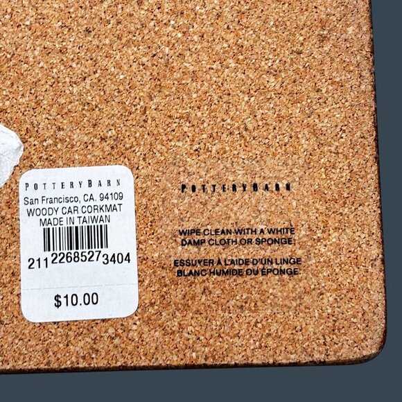 Pottery Barn Placemats Christmas Tree Woody Car Cork Set of 4 Holiday Decor - Picture 6 of 7